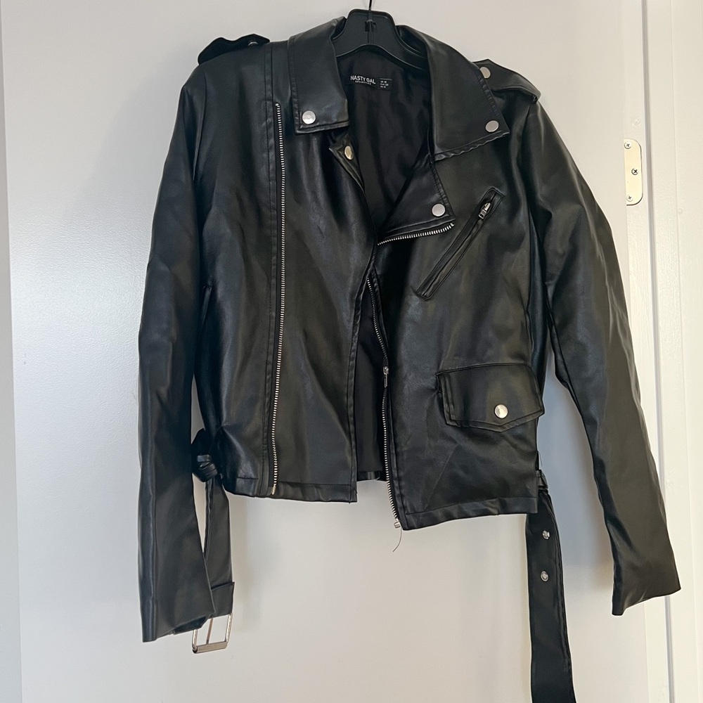 Nasty Gal black pleather leather jacket 6 small / medium